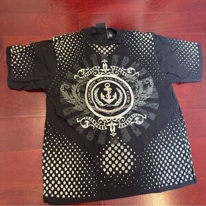 Knockout jeans black graphic t shirt anchor black and white Y2K